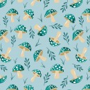 Printed Wincy Col. 117 Mushrooms Blue (Min: 10mtrs)